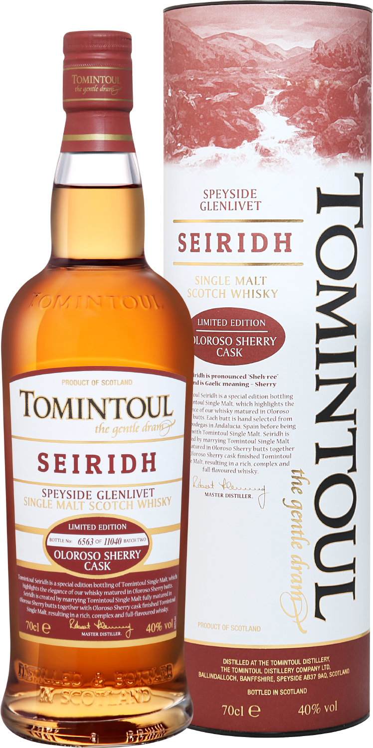 Томинтул Шехри Спейсайд Гленливет Олоросо Шерри Каск Сингл Молт солодовый виски в подарочной упаковке 0.7 л