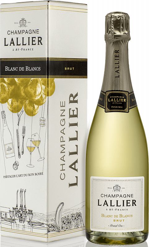 Игристое вино и шампанское Лаллье Блан де Блан Брют Гран Крю Шампань АОС в подарочной упаковке 0.75 л