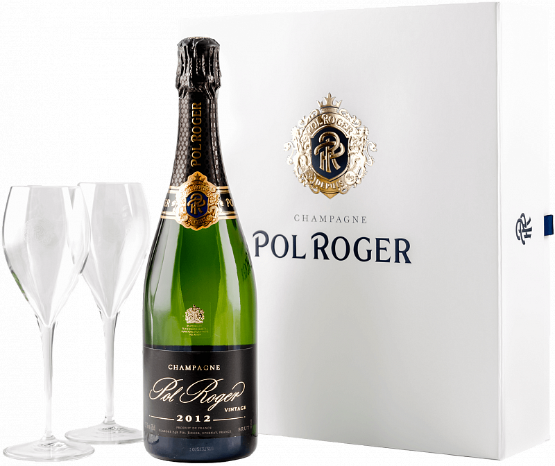 Поль Роже Брют Винтаж Шампань АОС в подарочной упаковке с двумя бокалами 2012 0.75 л