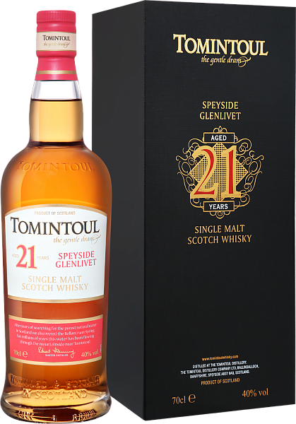 Tomintoul Speyside Glenlivet Single Malt Scotch Whisky 21 YO (gift box), 0.7 л в Челябинске