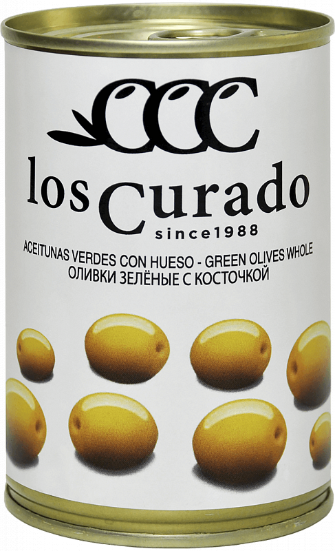 Зеленые оливки с косточкой Лос Курадо 0.3 л