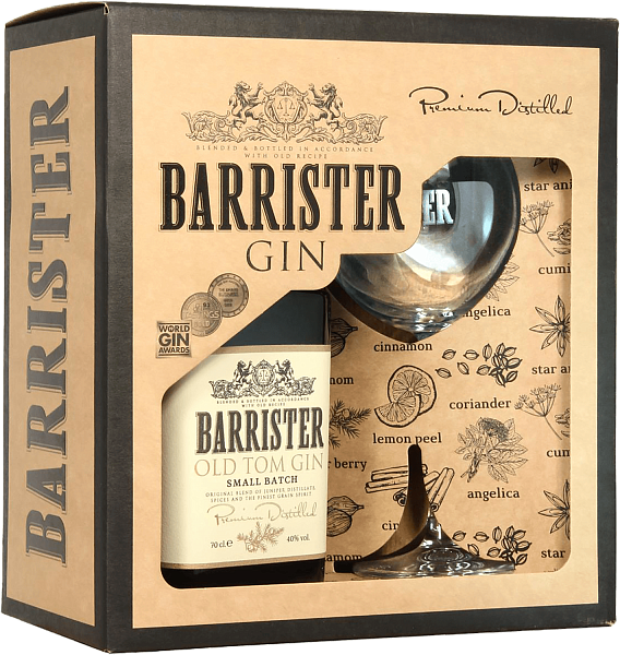 Barrister Old Tom Gin (gift box with a glass), 0.7л