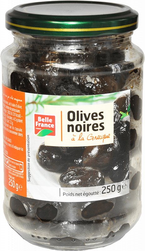 Оливки черные по греческому рецепту Бель Франс 250г